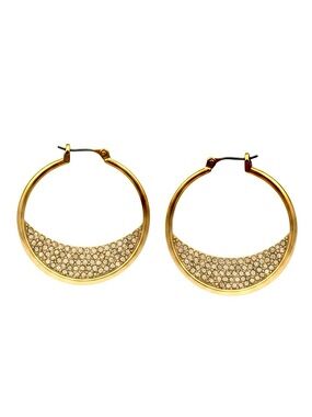 Vintage Gold-Tone Hoop Earrings with Gold Inlay